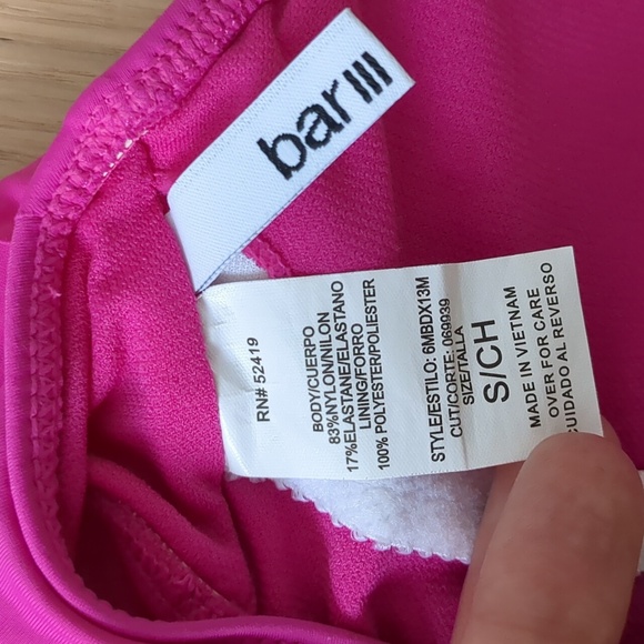Small Bar III Pink Swimsuit One Piece Bathing Suit Beach Pool Vacation - Picture 8 of 15